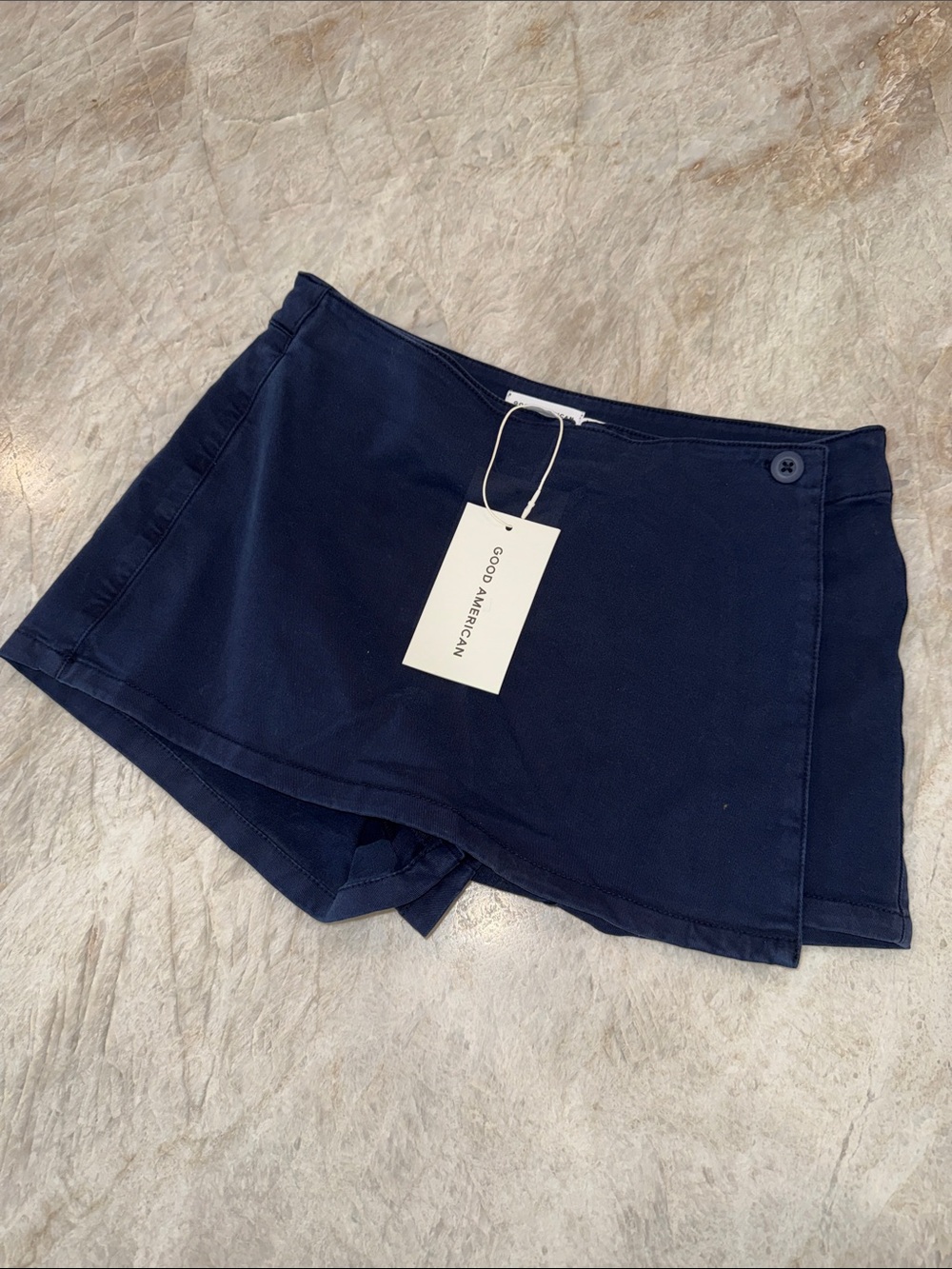 Good American Dark Navy Wrap Skort